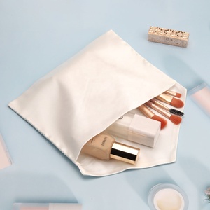Custom Logo Printed <b>White</b> Double Satin <b>Envelope</b> Flap Jewelry Pouch With Button Soft Silk Hair Handbag Lingerie Storage Dust Bag - Product Image 3