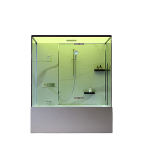 Douche à vapeur de luxe de style japonais pour 2 personnes combinée salle de sauna humide moderne avec fonction de massage et plateau en acrylique - Product Image 1