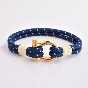 Nouvelles tendances mode hommes mode unisexe marin marin Nylon cire cordon manille bracelets porte-bonheur - Product Image 3