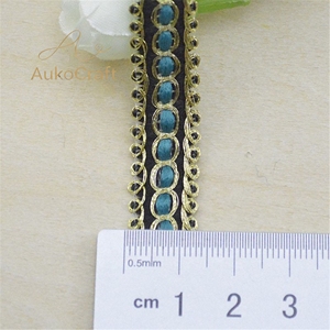 Pita renda jalinan berkualitas tinggi, lebar 1,4 cm, aksesoris jahit murah pabrik, desainer DIY, pita emas yang indah - Product Image 1