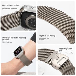 Bracelet de montre ultra-fin de luxe en acier inoxydable de 18 mm pour Apple S10 Mini, nouveau style, respirant - Product Image 4