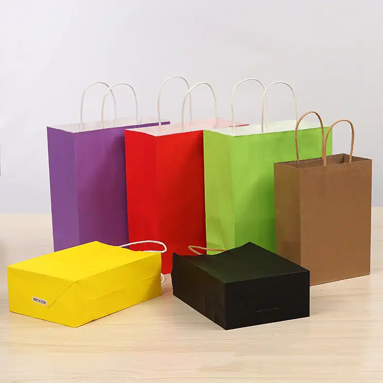 थोक शॉपिंग बैग उपहार Foldable Drawstring लाल शादी की पार्टी रंगीन कागज बैग
