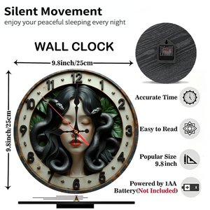 Round Wooden Wall <b>Clock</b> 25x25Cm Silent Non Ticking Easy Read Home Living Room Decor - Product Image 2
