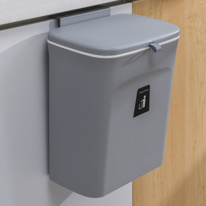 2.4 Gallon Kitchen Compost Bin for Counter Top or Under Sink, Hanging Small Trash Can with Lid for Cupboard/Bathroom/Bedroom