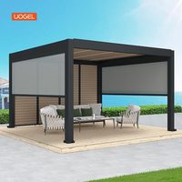 Pergola moderne en aluminium pour balcon, imperméable, avec toit à lamelles, cadre métallique thermolaqué, pare-soleil, commande manuelle, garantie 7 ans