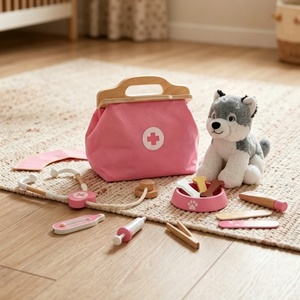 Ensemble de jeu vétérinaire en bois pour animaux de compagnie, <span class=keywords><strong>kit</strong></span> de jeu d'imitation vétérinaire avec chien en peluche et accessoires médicaux, <span class=keywords><strong>jouet</strong></span> éducatif pour tout-petits - Product Image 3