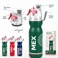 Bouteille d'eau sport personnalisée 500ml/700ml à double paroi, anti-fuite, sans BPA, avec pulvérisateur, idéale pour les événements sportifs en plein air