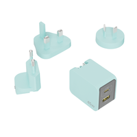 Cargador Rápido de Pared GaN con Doble Puerto USB Tipo C de 45W, Enchufe Intercambiable para UE, EE. UU., AU, Reino Unido, 5V 12V, para Teléfono Móvil y Portátil