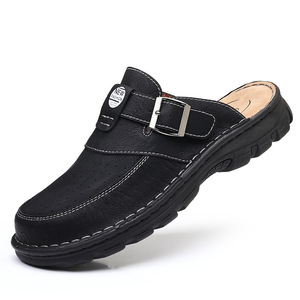 รองเท้าแตะแบบปิดส้นสีดำพร้อมสายรัดแบบหัวเข็มขัด พื้นหนา 3.5 ซม. สำหรับผู้ชายและผู้หญิง สวมใส่ลำลองกลางแจ้ง - Product Image 5