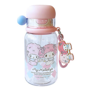 Bouteille d'eau pour enfants Zuo Mu Sanrio 500 ml avec paille pour élèves du primaire, design kawaii, gobelet en plastique, cadeau - Product Image 5