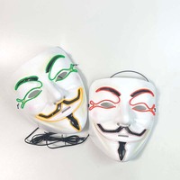 Masque facial LED d'Halloween avec lumière froide phosphorescente, design en V pour les fêtes costumées et les spectacles