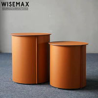 WISEMAX – table basse en cuir de luxe, meubles de décoration pour la maison, canapés de salon, table d'extrémité, selle ronde en cuir, petit ensemble de table d'appoint