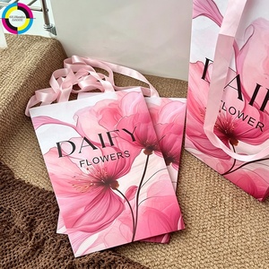 Sac en papier trapézoïdal imprimé sur mesure pour fleuriste, sac cadeau pour bouquet, sac en papier pour emballage de fleurs - Product Image 3