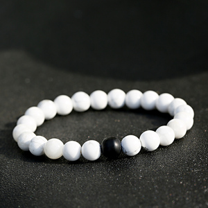 Fashion Black Matte Stone Bead White Howlite Stone <strong>Yin</strong> <strong>Yang</strong> Couple <strong>Bracelet</strong> Set Distance His &amp; Hers Forever <strong>Bracelet</strong> Wholesale - Product Image 6