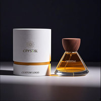 Flacon de parfum en verre conique vide de luxe en forme de cône de 50ml 100ml avec boîte et bouchons en bois