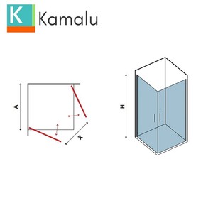 Kamalu KS2800 Moderna Cabina Doccia con Telaio in Alluminio 75x75, Due Porte a Battente, Piatto Rettangolare Impermeabile per Bagno - Product Image 4