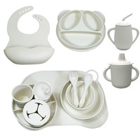 Ensemble de vaisselle pour bébé et nourriture solide, bavoir, bol à ventouse, cuillère, assiette, ensemble de 12 pièces, vaisselle en silicone pour bébé et tout-petit