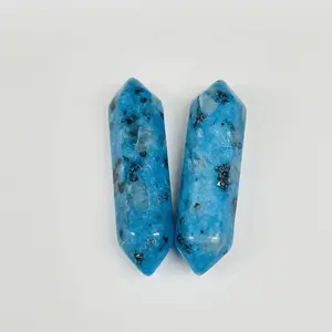 Оптовая продажа, пеньковый камень и синие кристаллы с двойным концом, целебный карандаш, ручная полировка