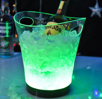 Boîte de nuit couleur dégradé lumière changeante 5l vin bière champagne acrylique clair led seau à glace avec poignée