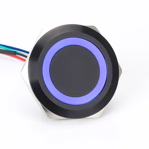 Черный анодированный короткий проводной переключатель 28 мм с разъемом ВКЛ./ВЫКЛ., мгновенный трехцветный светодиодный кнопочный переключатель