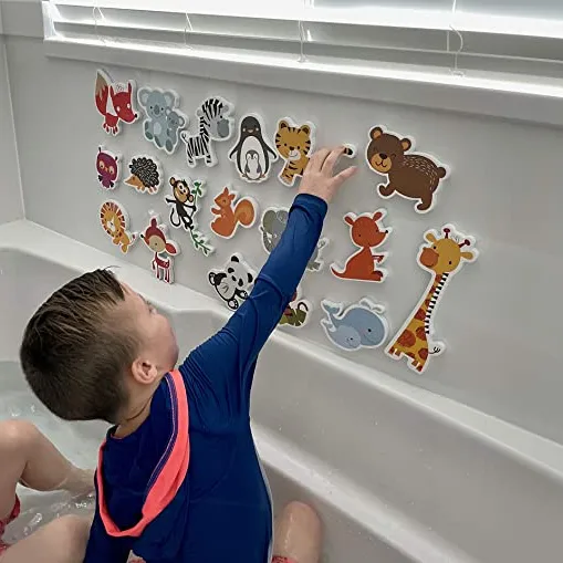 Giocattoli da bagno animali personalizzati per ragazzi e ragazze giocattoli per l'apprendimento del bambino divertenti animali schiumogeni con borsa portaoggetti per giocattoli da bagno