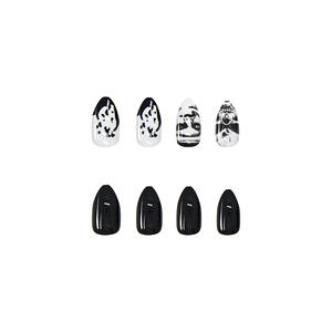 Blanco y Negro Ongles Artificiel Manicure Skull Almond <span class=keywords><strong>Impress</strong></span> Nail Fashion Halloween Luxury Press On Nails - Product Image 4