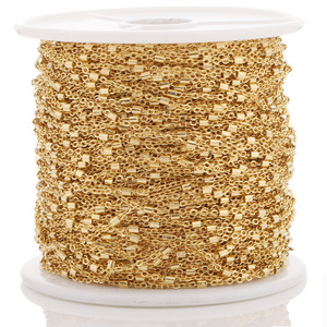 Cadena en forma de O de acero inoxidable chapada en oro de 18k de 2 mm, cadena apilable para accesorios de cabello DIY y material de confección de ropa. - Product Image 1