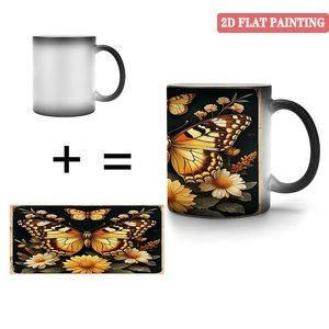 Frosted Black <b>Ceramic</b> Mug 11oz Heat Sensitive Office Drinking <b>Cup</b> Traditional Design - Product Image 4
