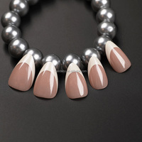 NADECO Vente chaude Kit de faux ongles en acrylique français à presser, formes amande, motifs DIY, pose rapide et facile, couverture complète, manucure artificielle
