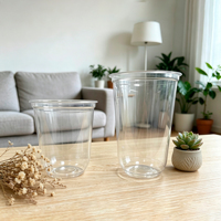 Gobelets en plastique PET transparents jetables écologiques à paroi simple de qualité alimentaire 500ml 700ml 16oz 24oz pour jus, smoothies, café glacé, boba