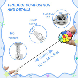 Nuovo fermacarte retrattile del produttore con ciondolo a forma di sole arcobaleno, cuore, fiore, <span class=keywords><strong>emoji</strong></span> in morbida gomma, clip per badge identificativo da lavoro, facile da estrarre - Product Image 2