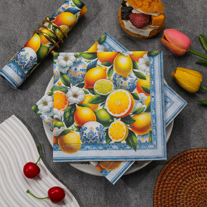 Cross-border printed napkins, colorful printing, cute Western restaurant decorations, square napkins, party disposable <b>paper</b> - Product Image 1