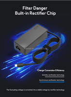 Chargeur USB-C 65W 45W avec protection OTP compatible avec l'adaptateur de remplacement d'alimentation pour ordinateur portable Lenovo Chromebook