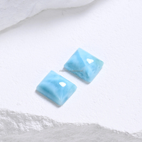 Anting Larimar Sepasang Grosir - Perhiasan Huggie Hoop Batu Pola Biru Alami