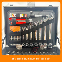 Juego de Herramientas Manuales de 266 Piezas para Reparación Profesional de Automóviles, Herramientas de Acero al Carbono con Estuche Rígido