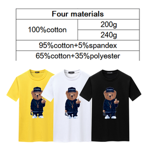 Tùy Chỉnh Mô Hình Bông Người Đàn Ông Đồ Họa T-<span class=keywords><strong>Shirts</strong></span> Người Đàn Ông S Quần Áo Áo Sơ Mi Thời Trang Cao Đường Phố Giá Rẻ Quá Khổ Gấu In Phim Hoạt Hình T Áo Sơ Mi - Product Image 2