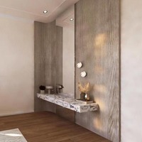 Panneau mural de luxe en bois massif avec table de toilette à miroir pour hôtel villa