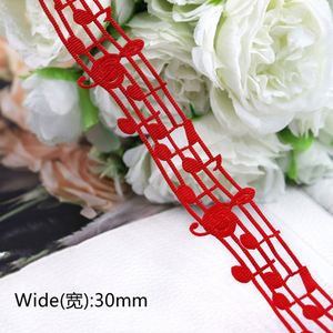 Ruban gros-grain élégant de haute qualité avec découpe de notes de musique de 3 cm pour la décoration de mariage, 10 yards/rouleau - Product Image 4
