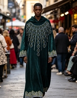 Robe longue maxi islamique modeste pour femmes musulmanes africaines, grande taille, avec capuche, broderies riches, coupe ample et oversize