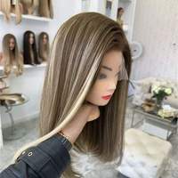 Perruques Lace Frontal 13x4 en Cheveux Humains Blondes Mèches Blondes Pré-Pluckées Cheveux Vierges Bruts Sans Colle Ondulation Naturelle pour Femme