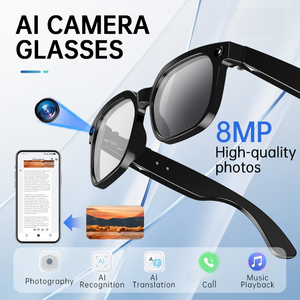 Lunettes Intelligentes S3 Ultra AI avec Caméra 5MP, Vidéo 1080P, Anti-tremblement, <span class=keywords><strong>Traduction</strong></span> IA, Chat IA, Photos 20MP, 7h de Musique, Charge Magnétique, Streaming en Direct - Product Image 3