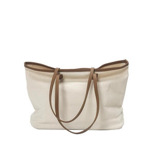 Vendita calda da donna con cinturino in pelle di cotone Tote Bag in tela con tasca interna e cerniera - Product Image 1