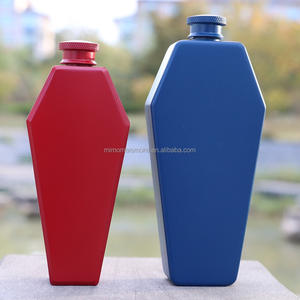 100mlヒップフラスコステンレススチールファニーカスケット3.5オンスフラスクハロウィンギフトフラゴンウイスキーワインボトル男性棺型ヒップフラスコ - Product Image 2