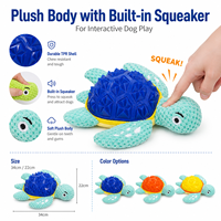 Jouet pour chien en peluche TPR en forme de tortue avec coquille texturée, jouet pour chien en forme d'animal, fournisseur en gros