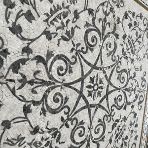 Carrelage en marbre sur mesure <span class=keywords><strong>de</strong></span> haute qualité avec design <span class=keywords><strong>de</strong></span> tapis et incrustation en laiton, médaillon <span class=keywords><strong>de</strong></span> sol en jet d'eau, mosaïque <span class=keywords><strong>de</strong></span> <span class=keywords><strong>pierre</strong></span> à bas prix - Product Image 6