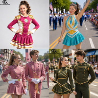 Uniformes de majorettes pour garçons et filles, costumes de fanfare bleu royal, ensemble veste, uniforme de danse majorettes