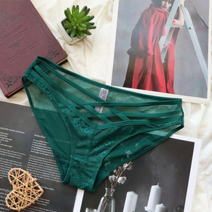 Lencería Sexy de Encaje para Mujer, con Tirantes, Hueca, de Cintura Baja, Transparente, de Malla, Tipo Triángulo - Product Image 6