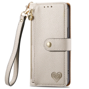 Pour Huawei Pura 70 Pro Plus étui portefeuille en peau de litchi, étui pour carte de crédit Design coeur lanière pour Honor 200 Lite/X6B - Product Image 3