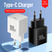 Pengisi Daya Cepat USB Type-C GaN 30W PD 3.0 PPS Shenzhen Lvxiangyuan, Colokan EU, Bersertifikasi CE RoHS, Ramah Lingkungan