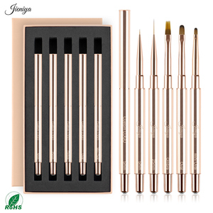Juego de Pinceles Profesionales para Uñas con Mango de Metal Dorado y Pelo de Nailon, Pincel Ovalado Plano para Aplicación de Gel Constructor - Product Image 3